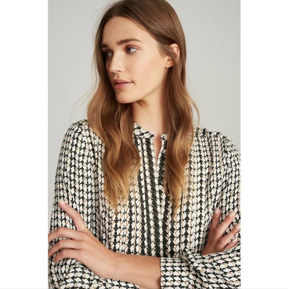 Reiss Lea Geo Print Blouse